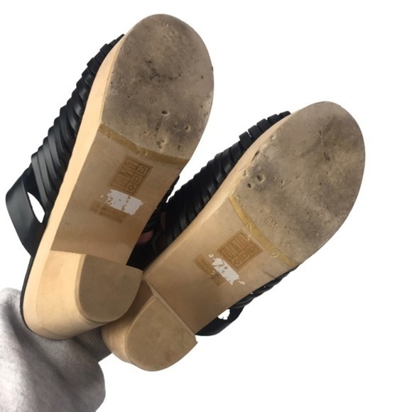 Jeffrey Campbell Woven Leather Black heeled clog mule size 8 M - Picture 6 of 7